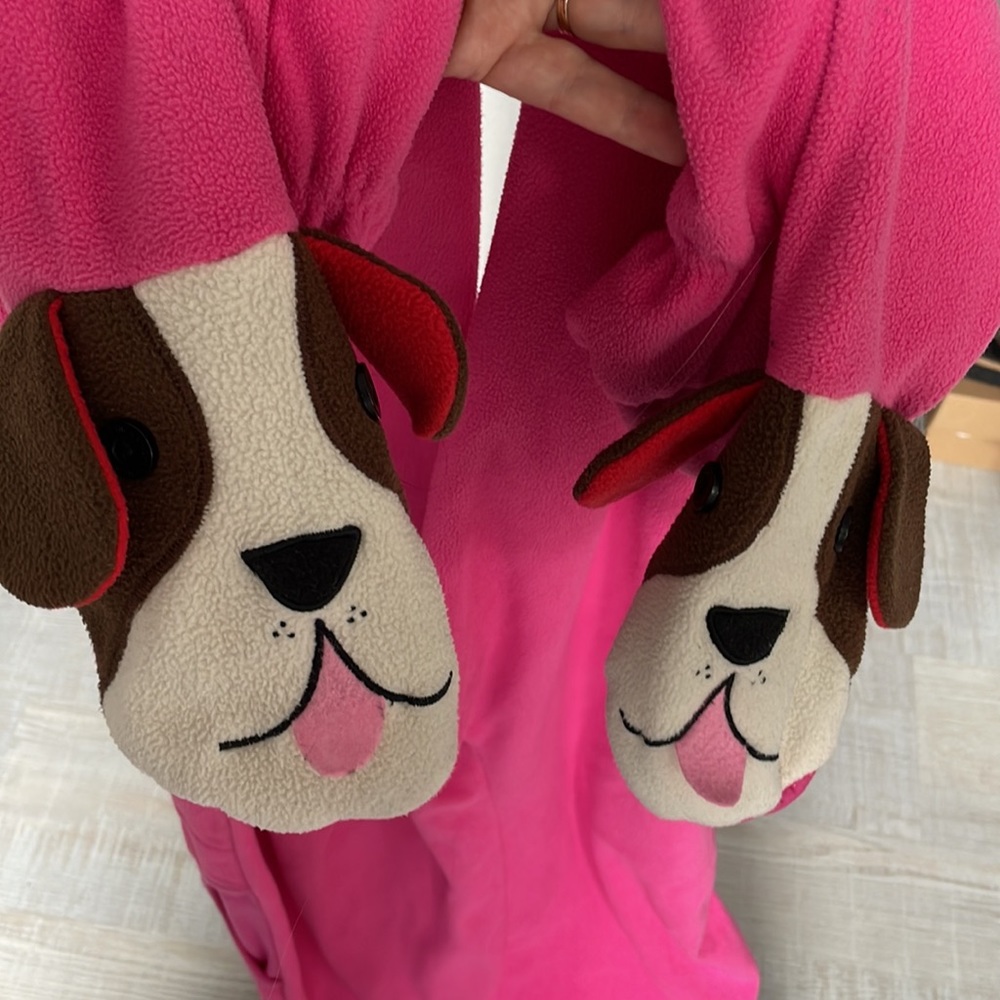 Nick & Nora onesie with doggy feet.